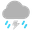 Patchy light rain with thunder